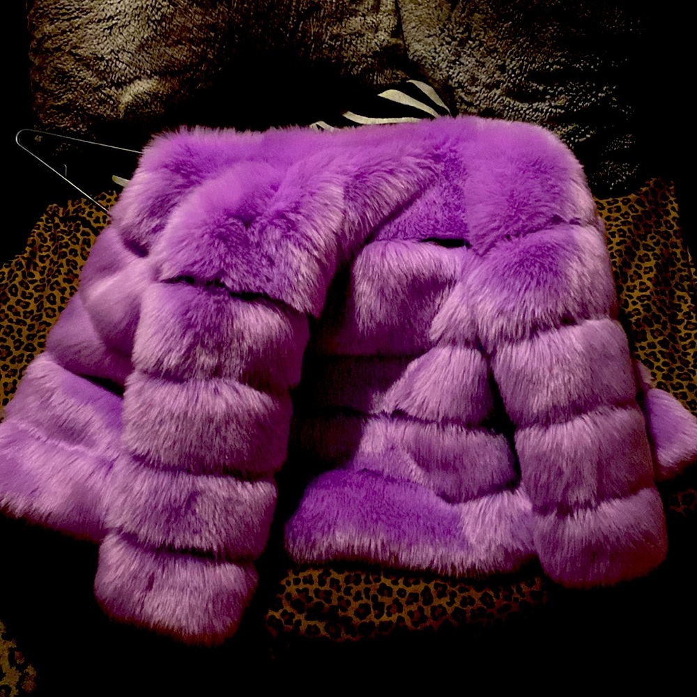 Purple medium fashion brand coat still has tags on it